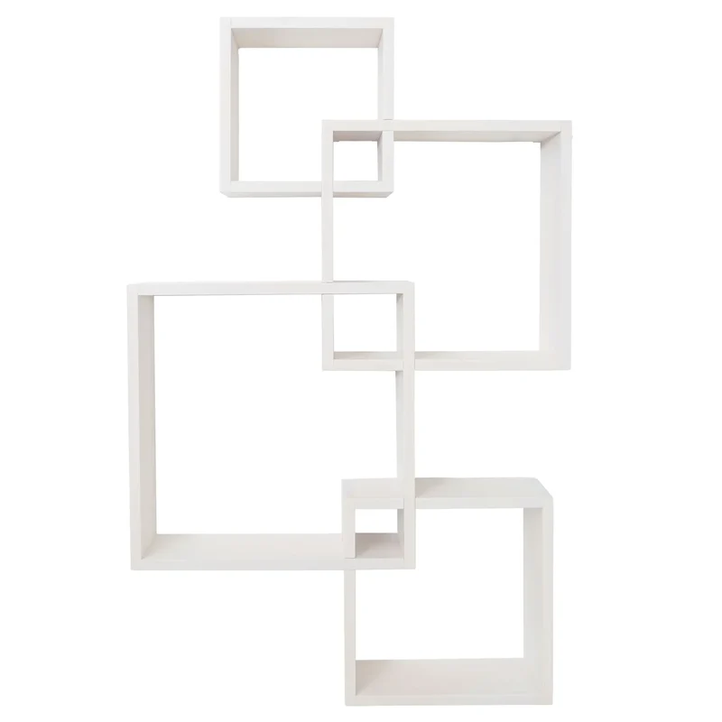 Étagère murale moderne en forme de cubes design contemporain 91 x 59 x 10 cm en bois blanc 04_0009076