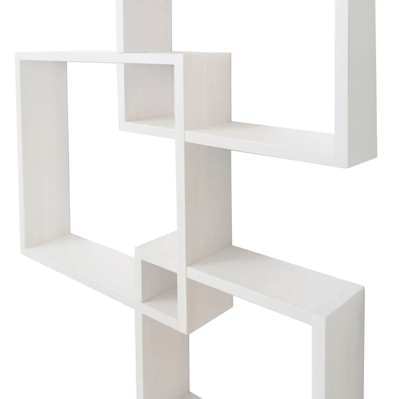 Étagère murale moderne en forme de cubes design contemporain 91 x 59 x 10 cm en bois blanc 04_0009076