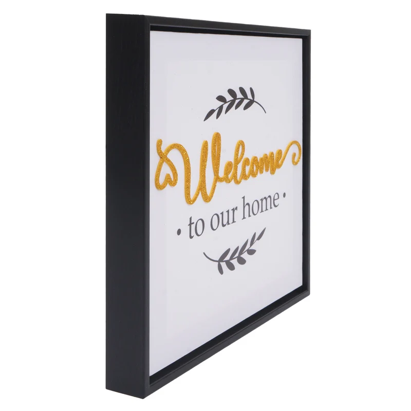 Lot de 4 tableaux décoratifs modernes 30 x 30 cm avec messages inspirants cadre en bois noir 04_0009163
