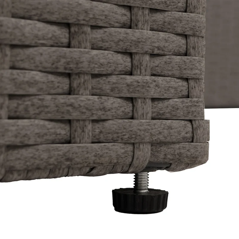 Salon de jardin avec 5 fauteuils de jardin modulables confortables style moderne 63 x 204 x 142 cm en poly-rotin gris coussin gris foncé 04_0009553
