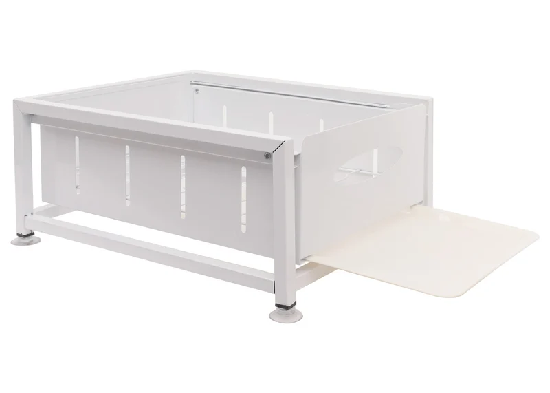 Tiroir d’armoire avec plateau tiroir coulissant rangement extensible pour cuisine et vaisselle 19 × 34 × 42 cm en métal blanc 04_0009457
