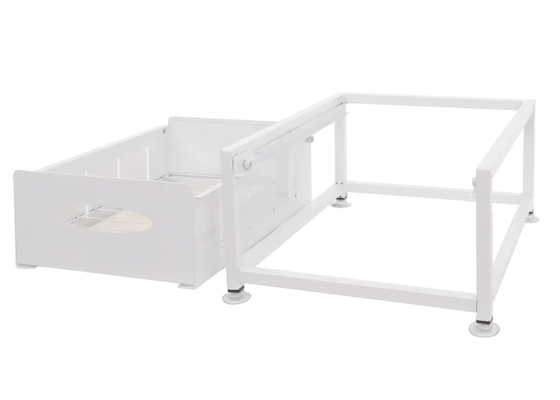 Tiroir d’armoire avec plateau tiroir coulissant rangement extensible pour cuisine et vaisselle 19 × 34 × 42 cm en métal blanc 04_0009457