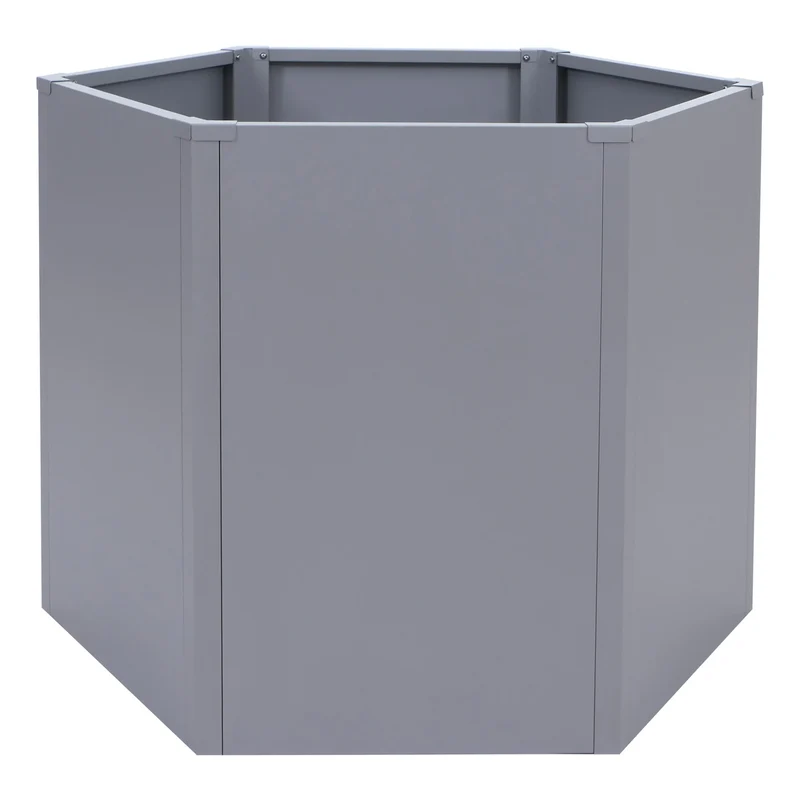 Carré potager surélevé jardinière 460 L design moderne 100 x 88 x 77 cm en acier galvanisé gris 04_0008903