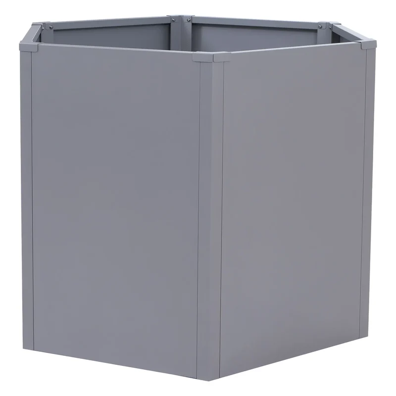 Carré potager surélevé jardinière 460 L design moderne 100 x 88 x 77 cm en acier galvanisé gris 04_0008903