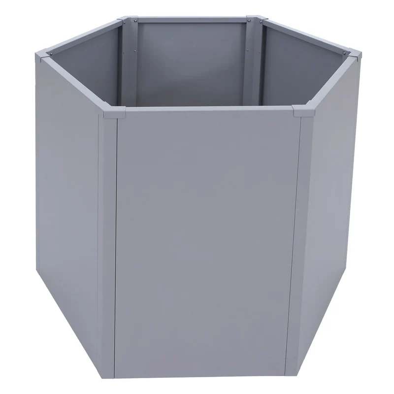 Carré potager surélevé jardinière 460 L design moderne 100 x 88 x 77 cm en acier galvanisé gris 04_0008903