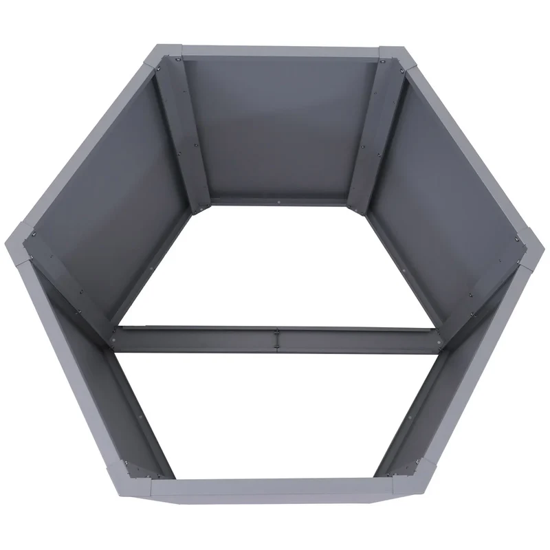 Carré potager surélevé jardinière 460 L design moderne 100 x 88 x 77 cm en acier galvanisé gris 04_0008903