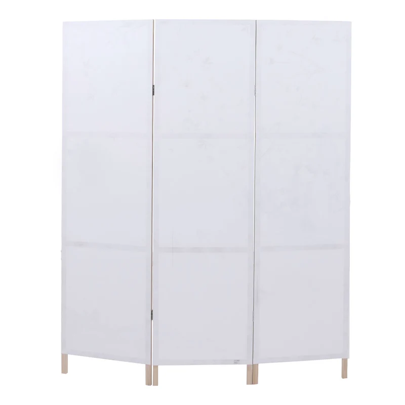 Paravent pliable 3 panneaux style déco orientale 170 x 137 cm espace zen en polyéthylène beige 04_0008912