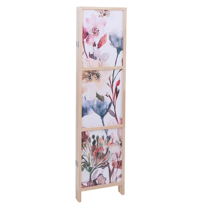 Paravent pliant décoratif 5 panneaux séparateur de pièce 170 x 227 cm style naturel ambiance zen en polyéthylène beige 04_0008906