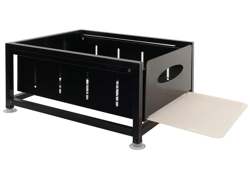 Tiroir d’armoire avec plateau tiroir coulissant rangement extensible pour cuisine et vaisselle 19 × 34 × 42 cm en métal noir 04_0009456