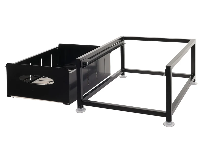 Tiroir d’armoire avec plateau tiroir coulissant rangement extensible pour cuisine et vaisselle 19 × 34 × 42 cm en métal noir 04_0009456
