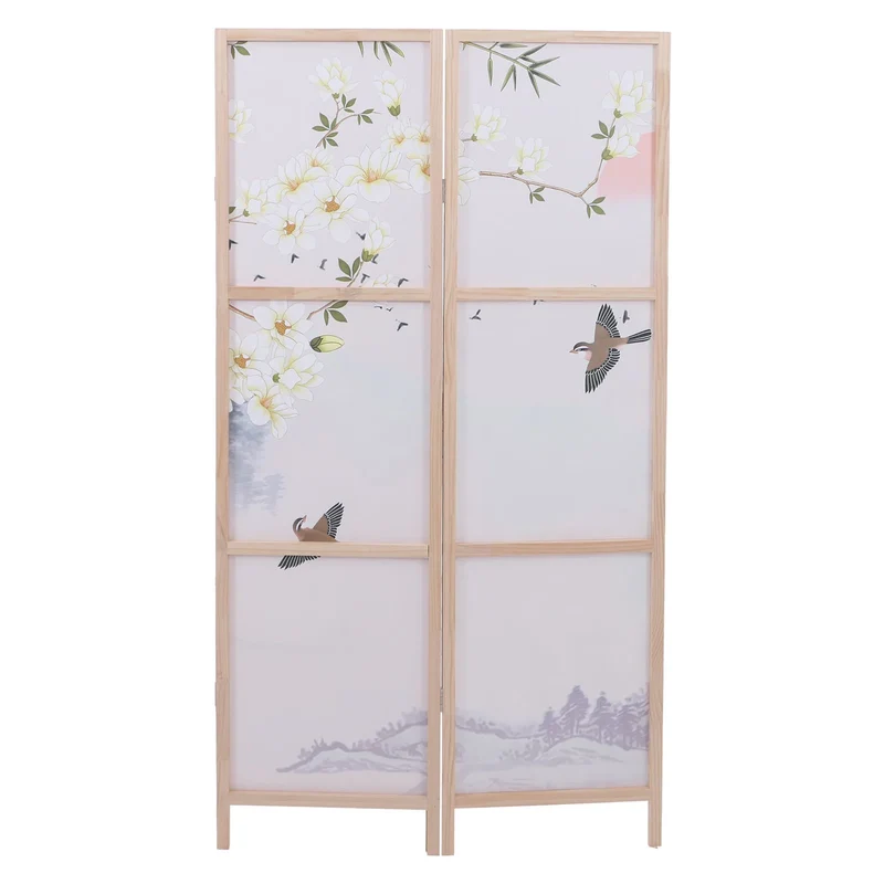 Paravent pliable 3 panneaux décoratif sépateur de pièce 170 x 137 cm motif paysage de rivière en polyéthylène beige 04_0008913
