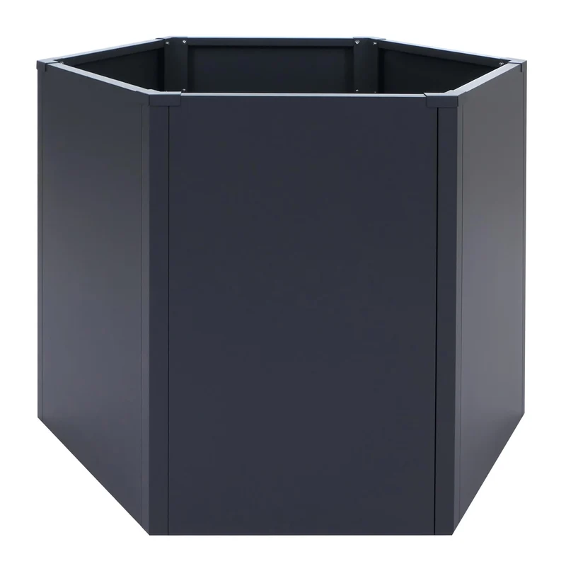 Carré potager surélevé jardinière 460 L design moderne 100 x 88 x 77 cm en acier galvanisé anthracite 04_0008904