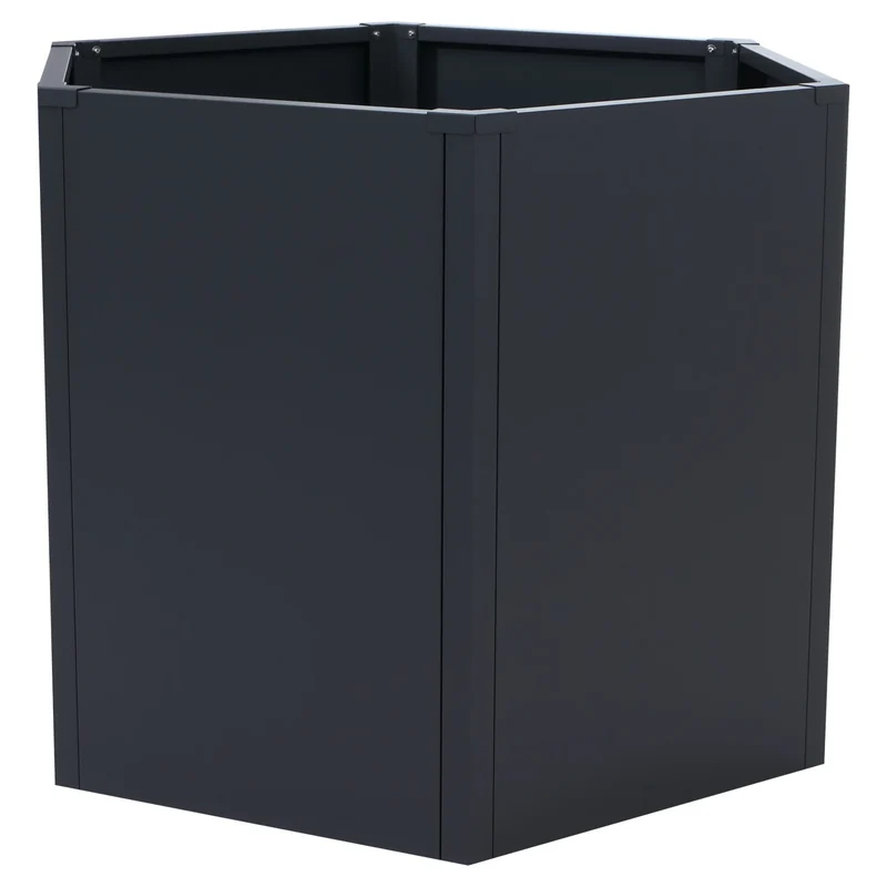 Carré potager surélevé jardinière 460 L design moderne 100 x 88 x 77 cm en acier galvanisé anthracite 04_0008904