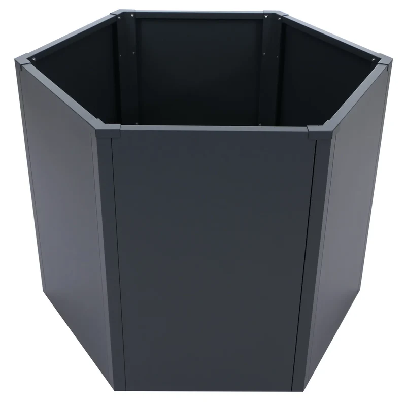Carré potager surélevé jardinière 460 L design moderne 100 x 88 x 77 cm en acier galvanisé anthracite 04_0008904