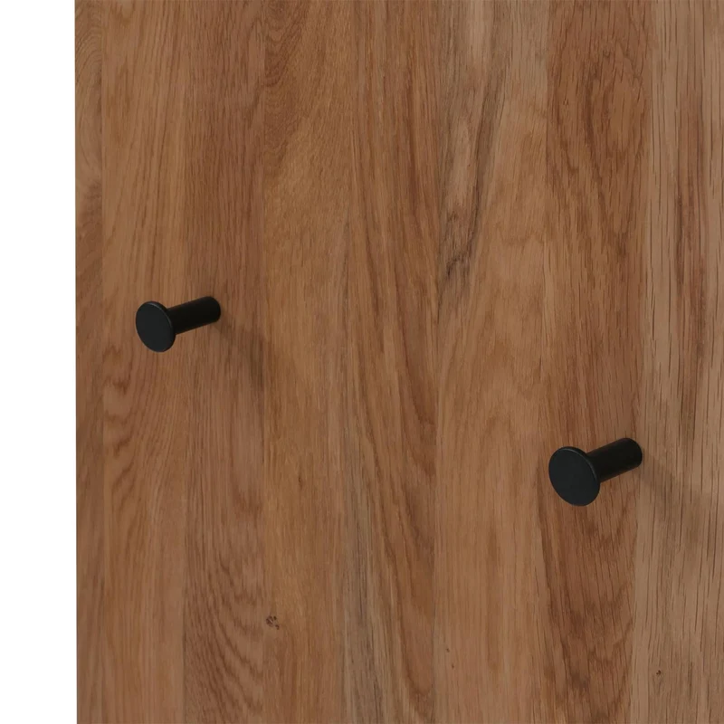 Panneau de porte d'entrée avec 3 crochets et étagère pratique 135 x 42 x 22 cm en bois massif chêne 04_0008803