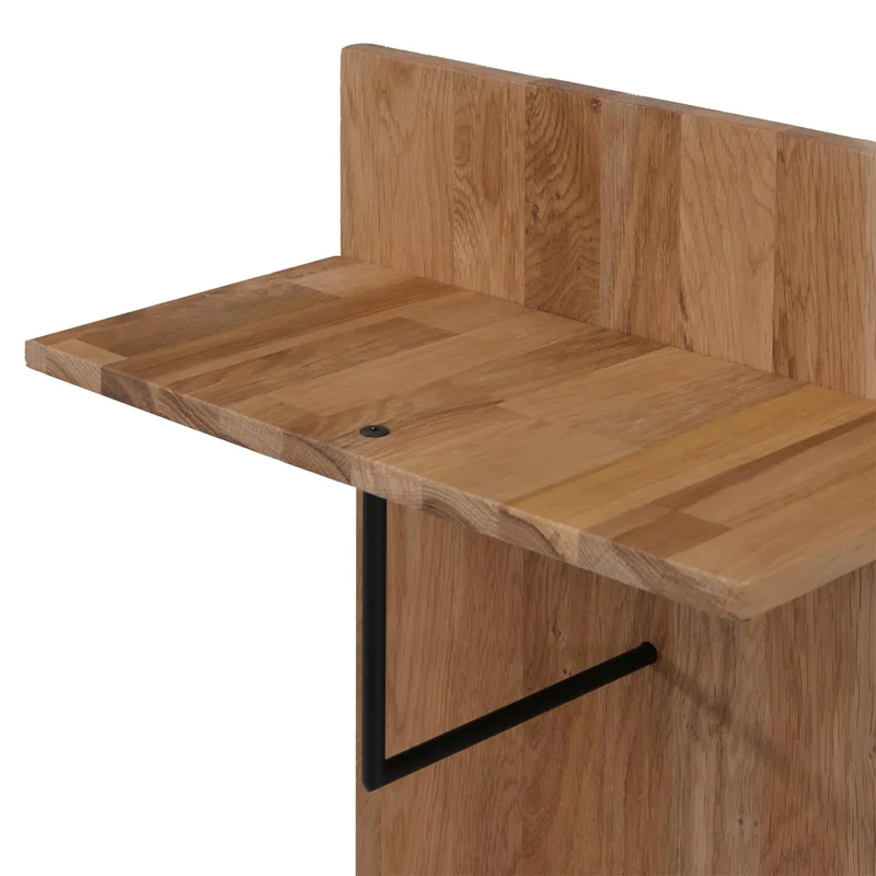 Panneau de porte d'entrée avec 3 crochets et étagère pratique 135 x 42 x 22 cm en bois massif chêne 04_0008803
