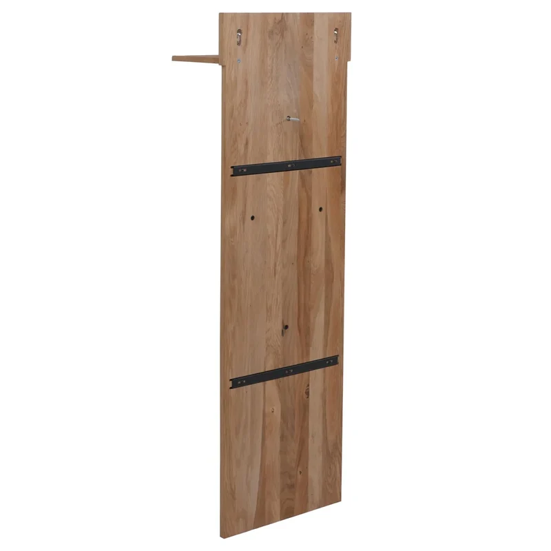 Panneau de porte d'entrée avec 3 crochets et étagère pratique 135 x 42 x 22 cm en bois massif chêne 04_0008803