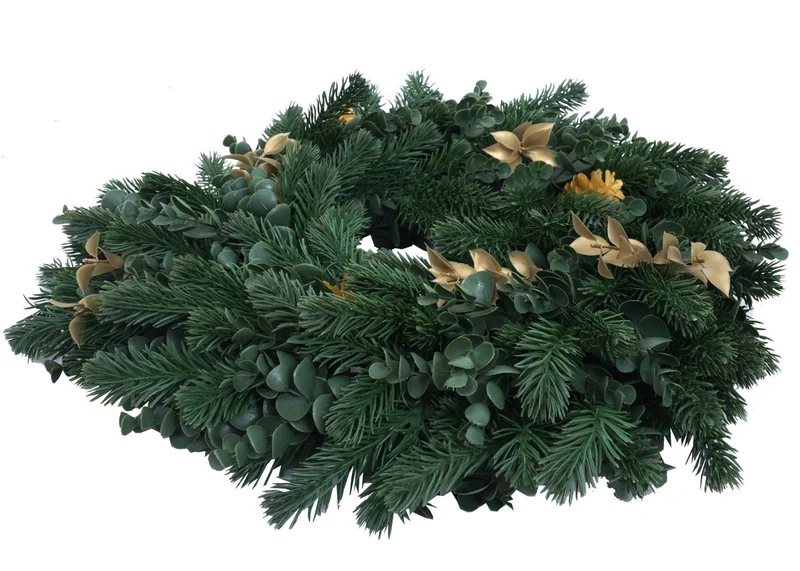 Décoration de Noël ronde avec 4 supports pour bougies 45 x 45 x 46 cm idéale pour table d'entrée en PE vert 04_0009159