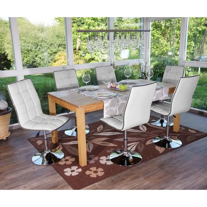 Lot de 6 chaises de salle à manger hauteur réglable en synthétique blanc CDS04278