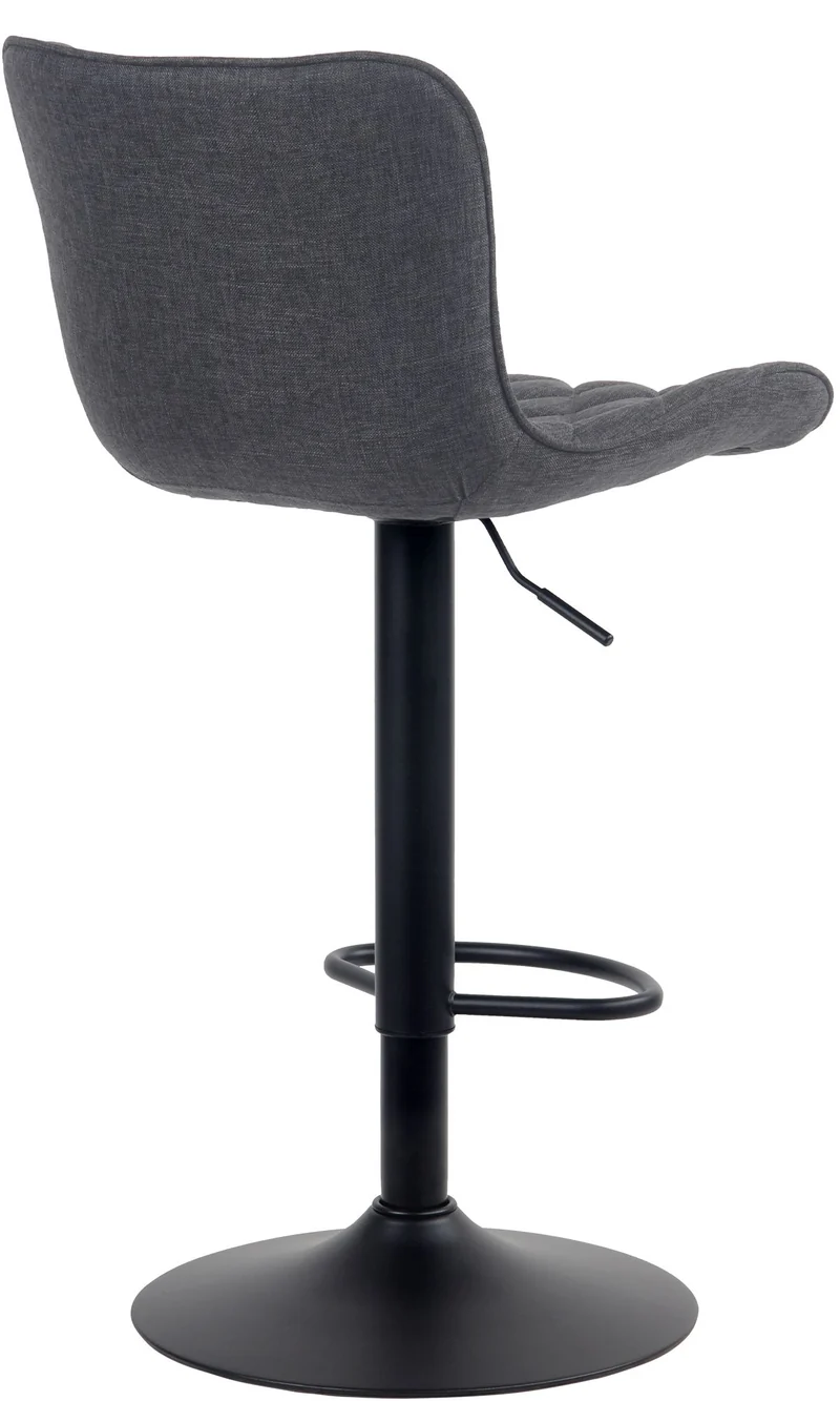 Lot de 2 tabourets de bar coutures décoratives pied trompette hauteur réglable en métal noir assise en tissu noir 10_0004141