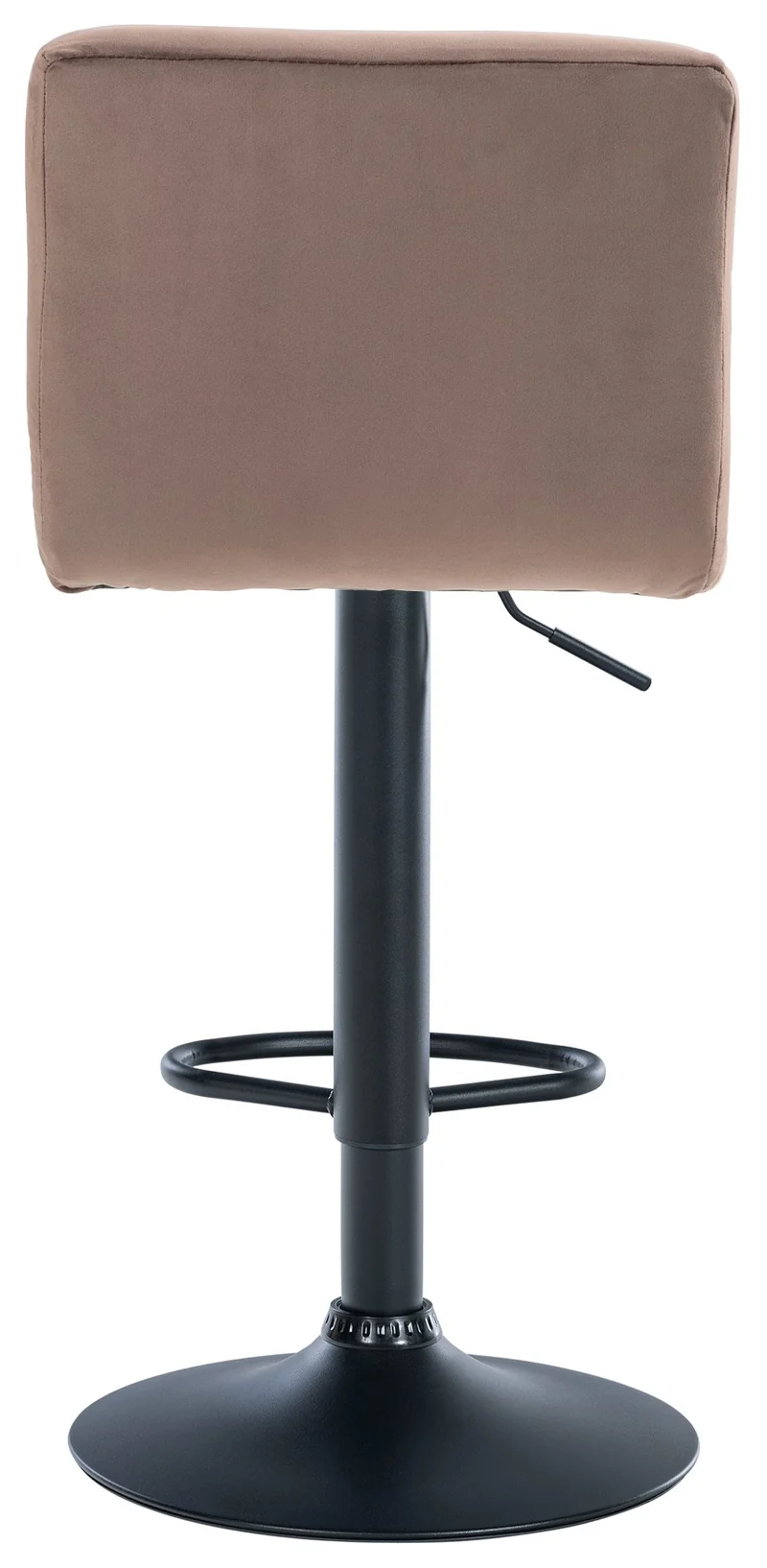 Tabouret de bar chaise haute x 1 avec coutures décoratives carrées assise en velours marron pieds en métal noir 10_0005329