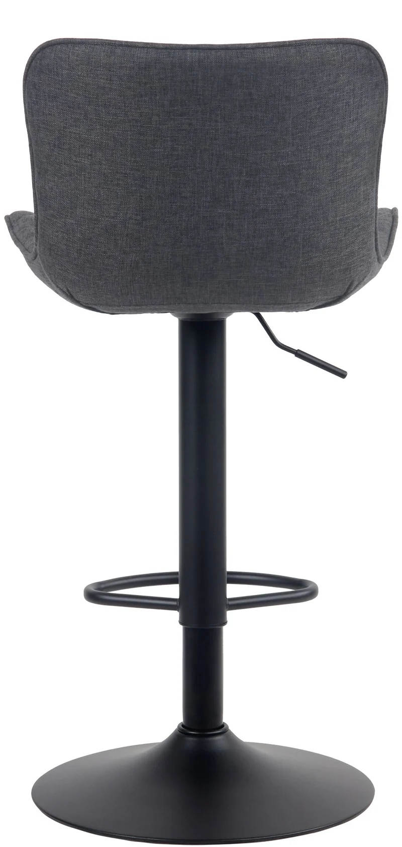 Tabouret de bar x1 coutures décoratives pied trompette hauteur réglable en métal noir assise en tissu noir 10_0004864