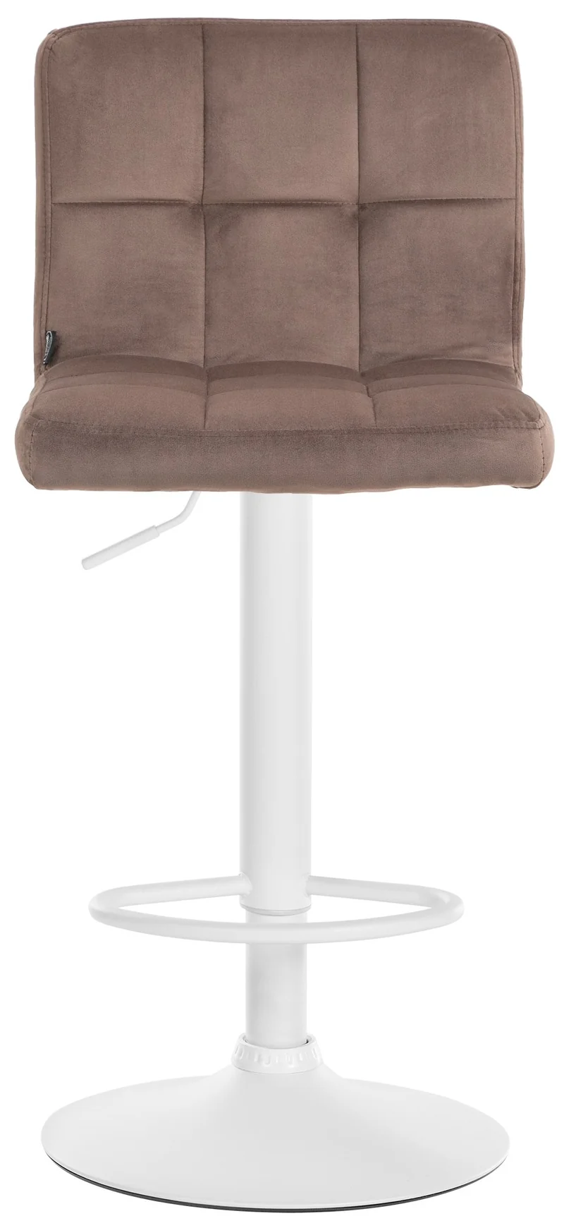 Tabouret de bar chaise haute x 1 avec coutures décoratives carrées assise en velours marron pieds en métal blanc 10_0005335