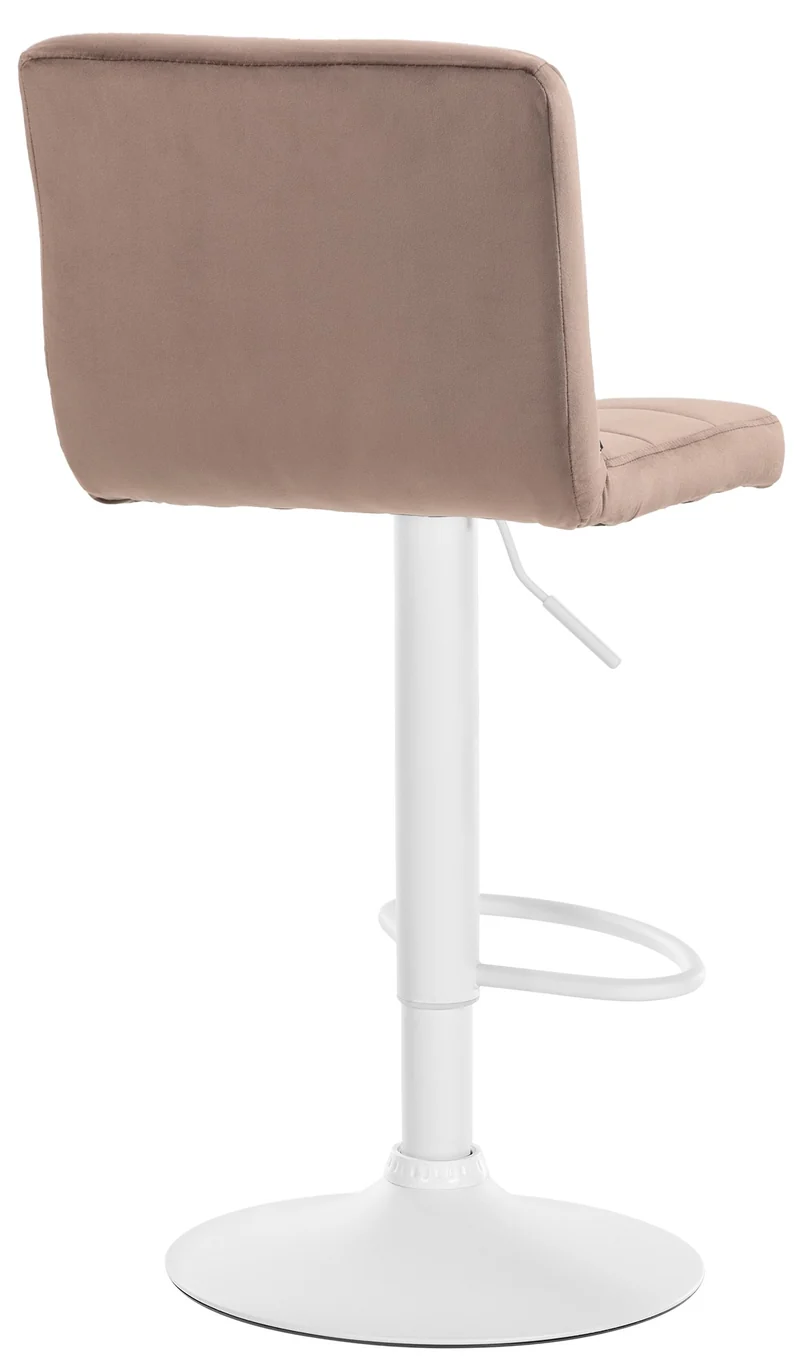 Lot de 2 tabourets de bar en velours marron avec coutures décoratives pied en trompette métal blanc 10_0004400