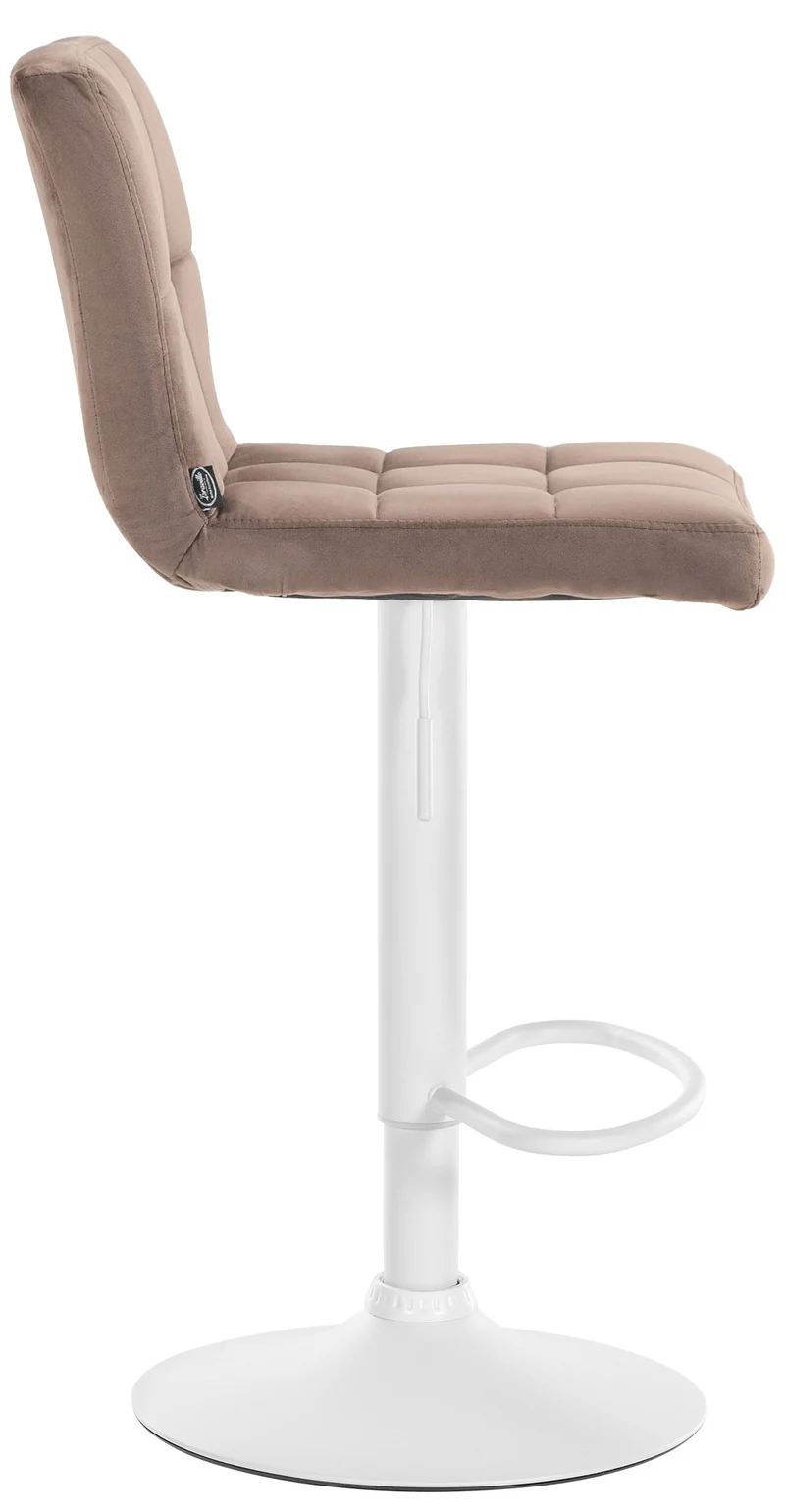 Lot de 2 tabourets de bar en velours marron avec coutures décoratives pied en trompette métal blanc 10_0004400