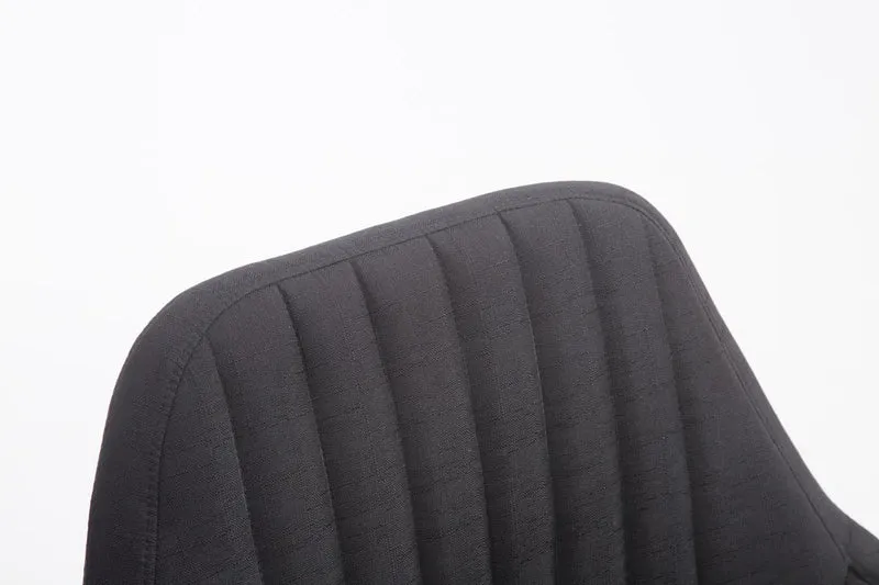 Chaise de salle à manger fauteuil de chambre coiffeuse en tissu noir piètement en bois blanc 10_0003735
