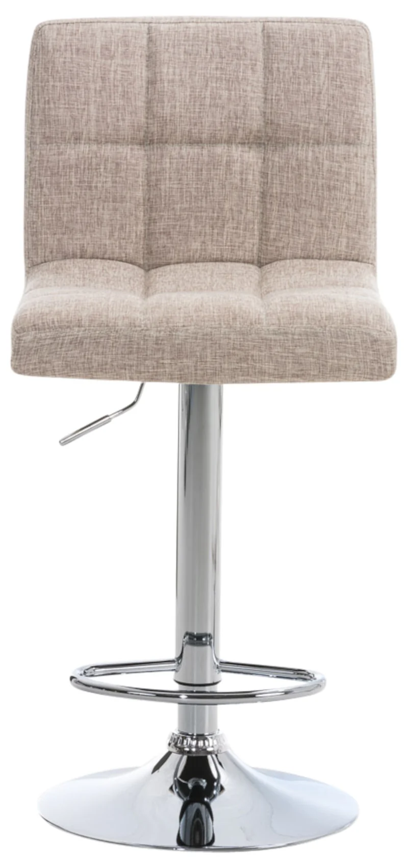 Lot de 2 tabourets de bar design rétro moderne surpiqûres carrées en tissu crème et métal chromé 10_0006033