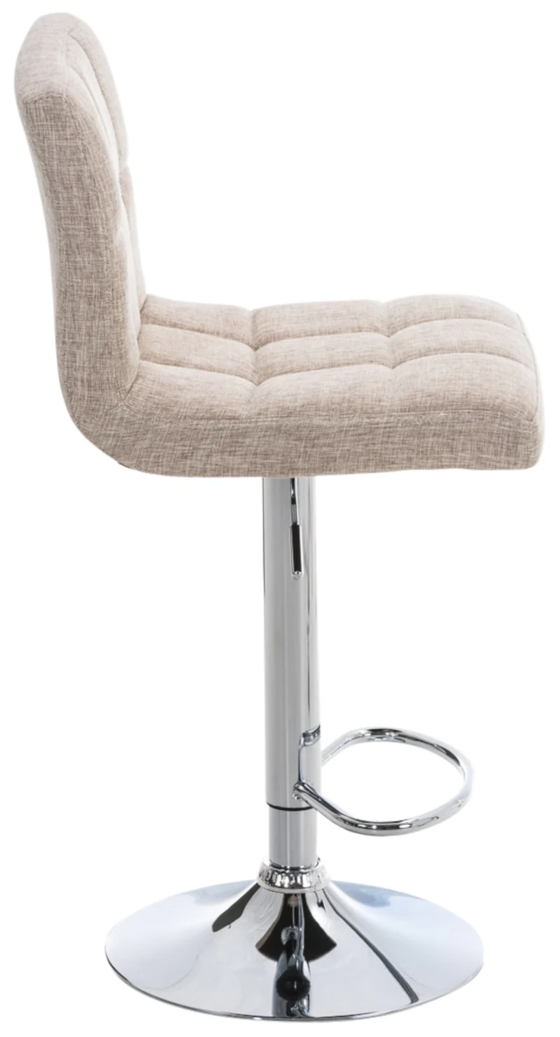 Lot de 2 tabourets de bar design rétro moderne surpiqûres carrées en tissu crème et métal chromé 10_0006033