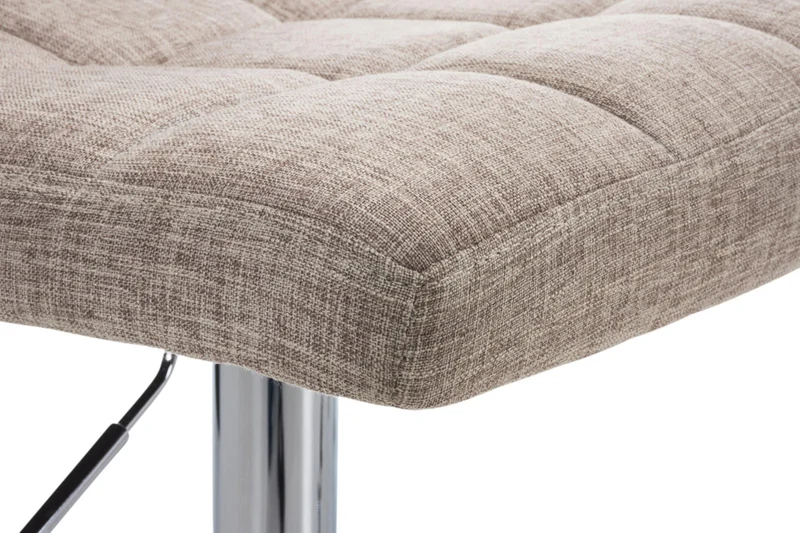 Lot de 2 tabourets de bar design rétro moderne surpiqûres carrées en tissu crème et métal chromé 10_0006033