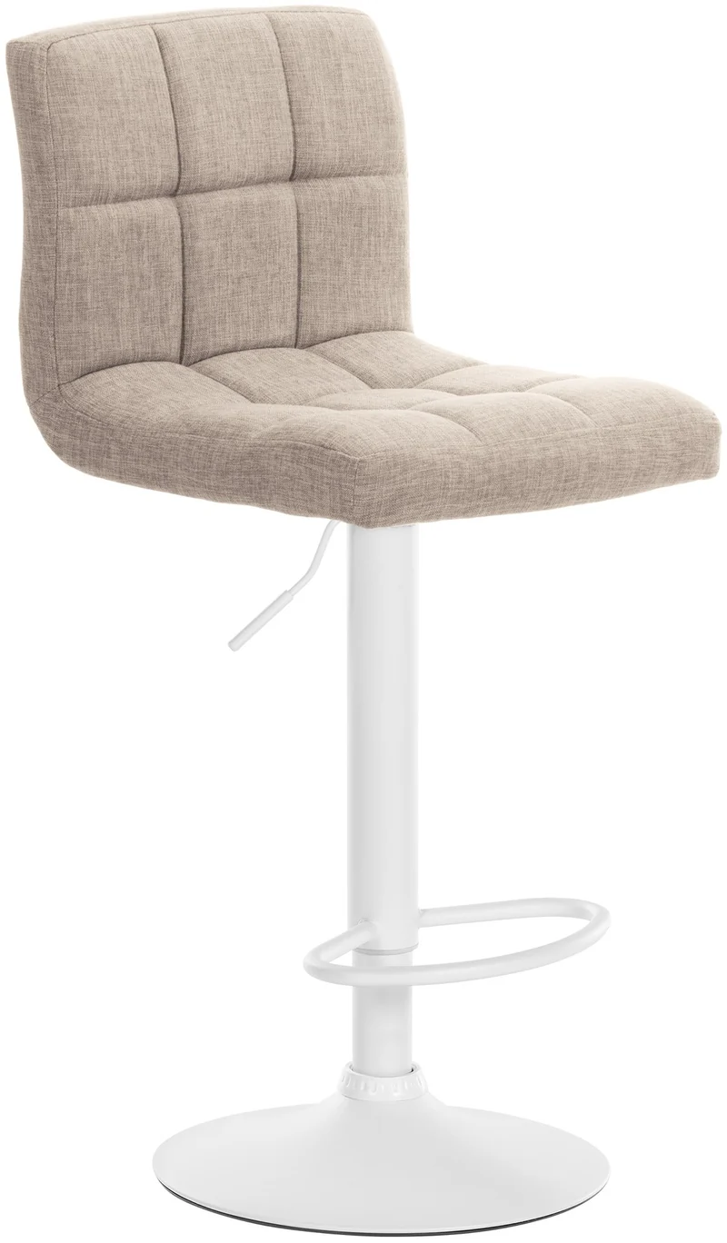 Lot de 2 tabourets de bar style contemporain en tissu matelassé crème cadre métal blanc 10_0006028