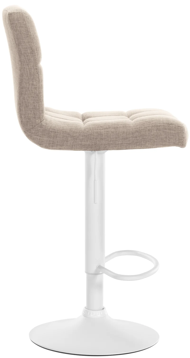 Lot de 2 tabourets de bar style contemporain en tissu matelassé crème cadre métal blanc 10_0006028