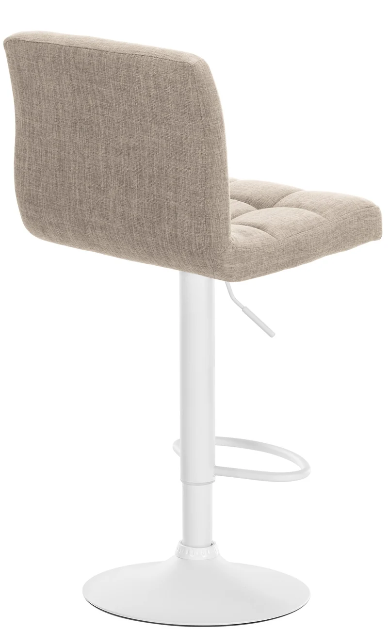 Lot de 2 tabourets de bar style contemporain en tissu matelassé crème cadre métal blanc 10_0006028