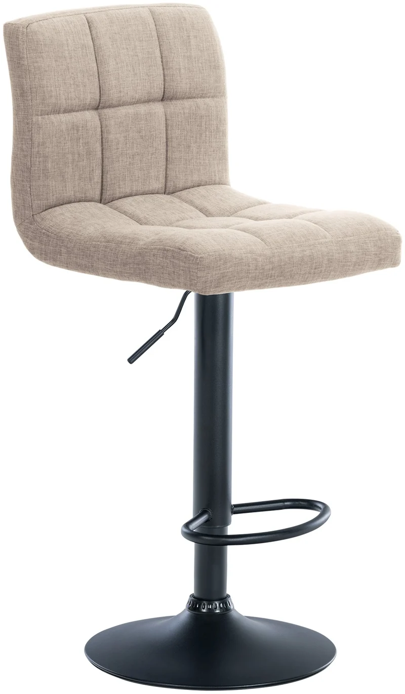 Lot de 2 tabourets de bar style contemporain en tissu matelassé crème cadre métal noir 10_0006029