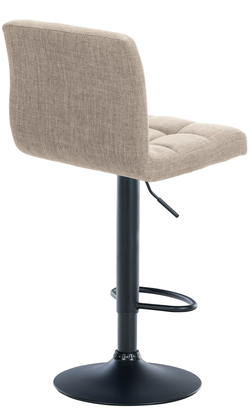 Tabouret de bar x1 style contemporain en tissu matelassé crème cadre métal noir 10_0005609