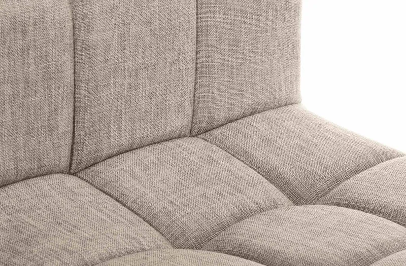 Tabouret de bar x1 style contemporain en tissu matelassé crème cadre métal noir 10_0005609