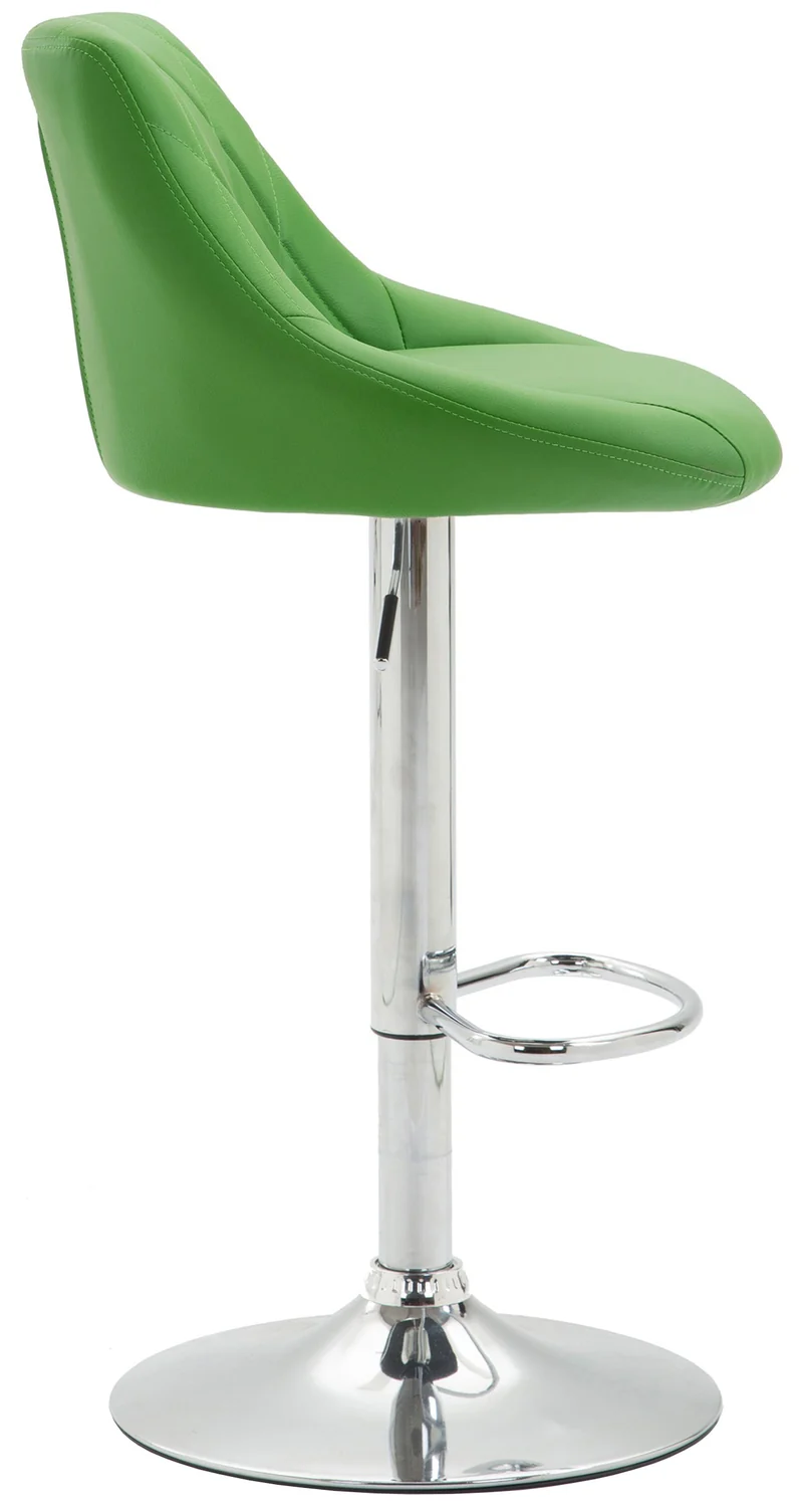 Tabouret de bar x1 pivotant hauteur réglable en similicuir vert surpiqûres décoratives cadre en métal chromé 10_0005708