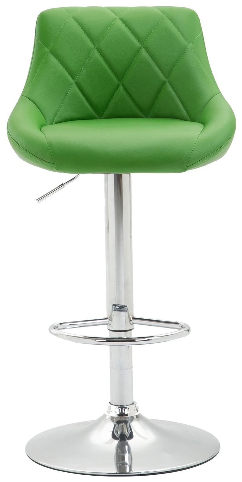 Tabouret de bar x1 pivotant hauteur réglable en similicuir vert surpiqûres décoratives cadre en métal chromé 10_0005708