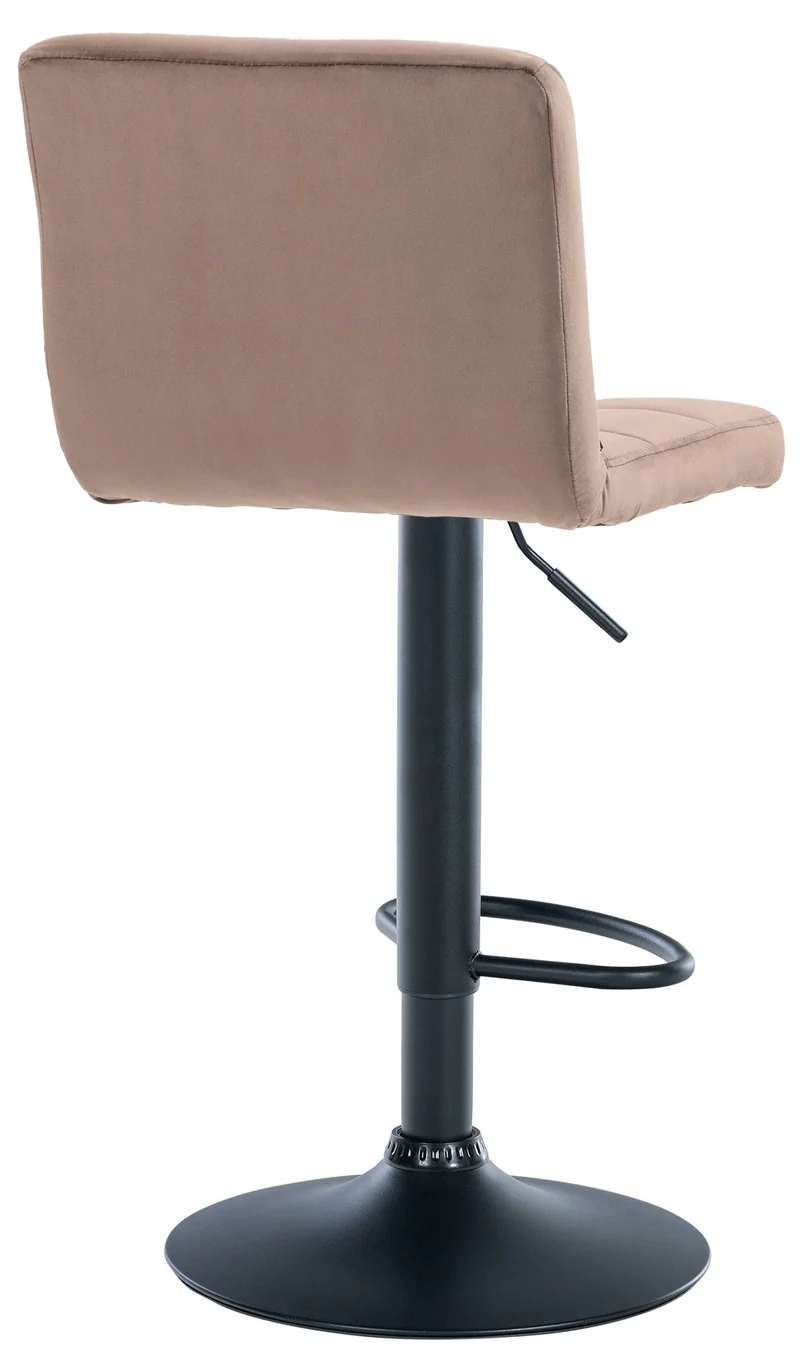 Lot de 2 tabourets de bar en velours marron avec coutures décoratives pied en trompette métal noir 10_0004394