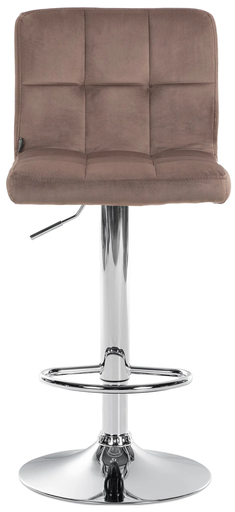 Lot de 2 tabourets de bar en velours marron avec coutures décoratives pied en trompette métal chromé 10_0004388