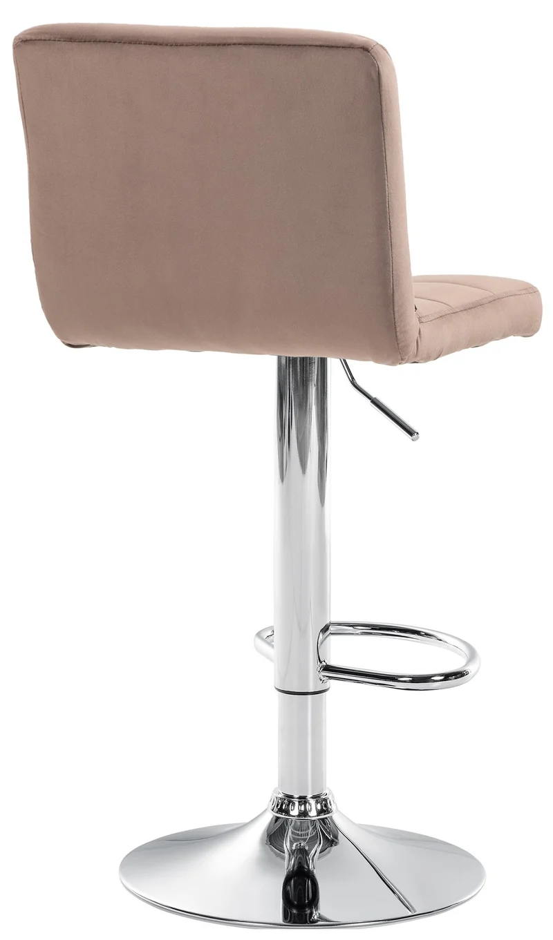 Lot de 2 tabourets de bar en velours marron avec coutures décoratives pied en trompette métal chromé 10_0004388