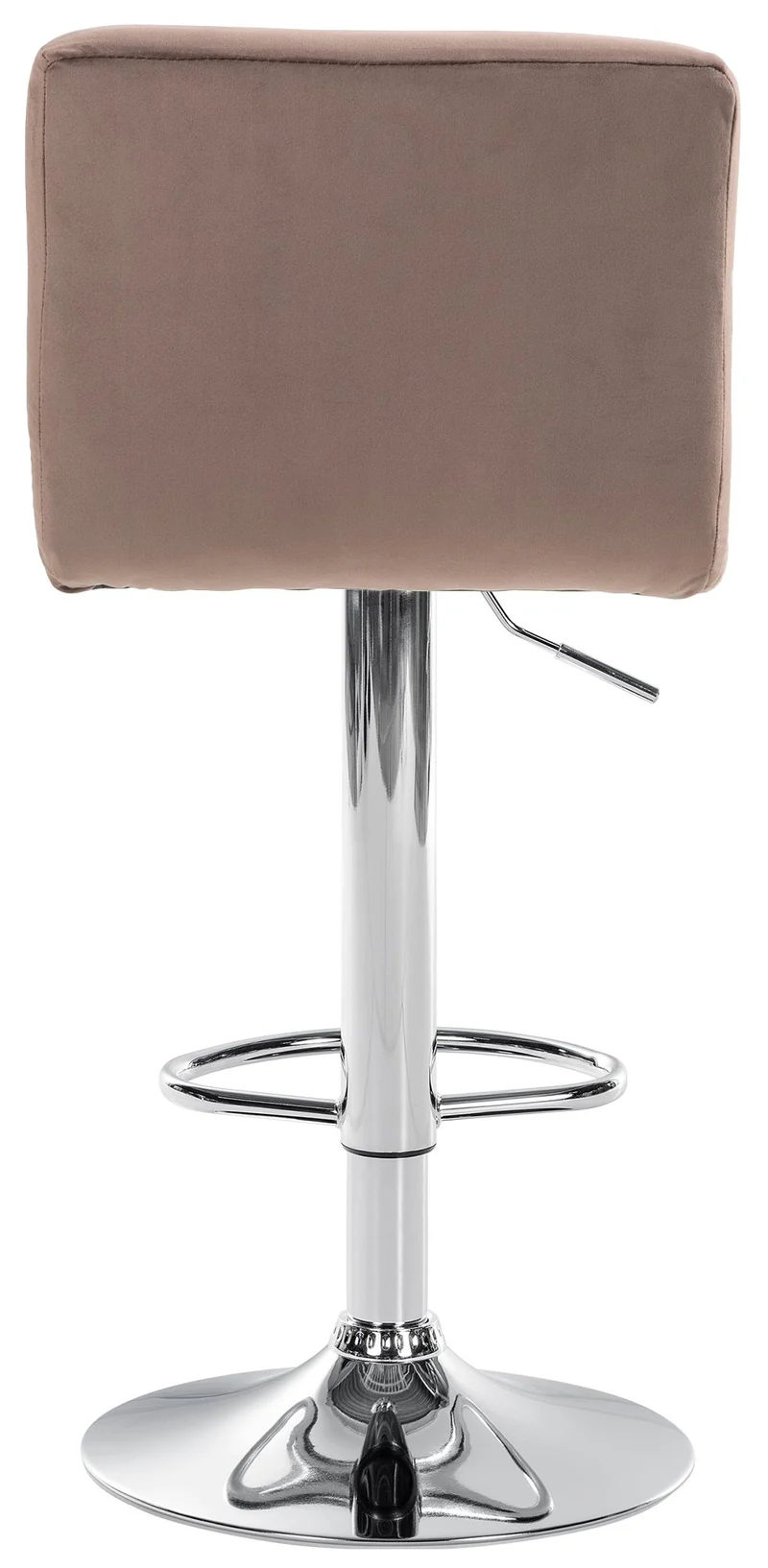 Lot de 2 tabourets de bar en velours marron avec coutures décoratives pied en trompette métal chromé 10_0004388