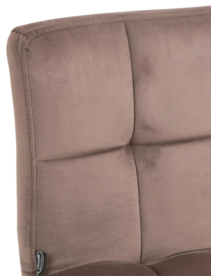 Lot de 2 tabourets de bar en velours marron avec coutures décoratives pied en trompette métal chromé 10_0004388