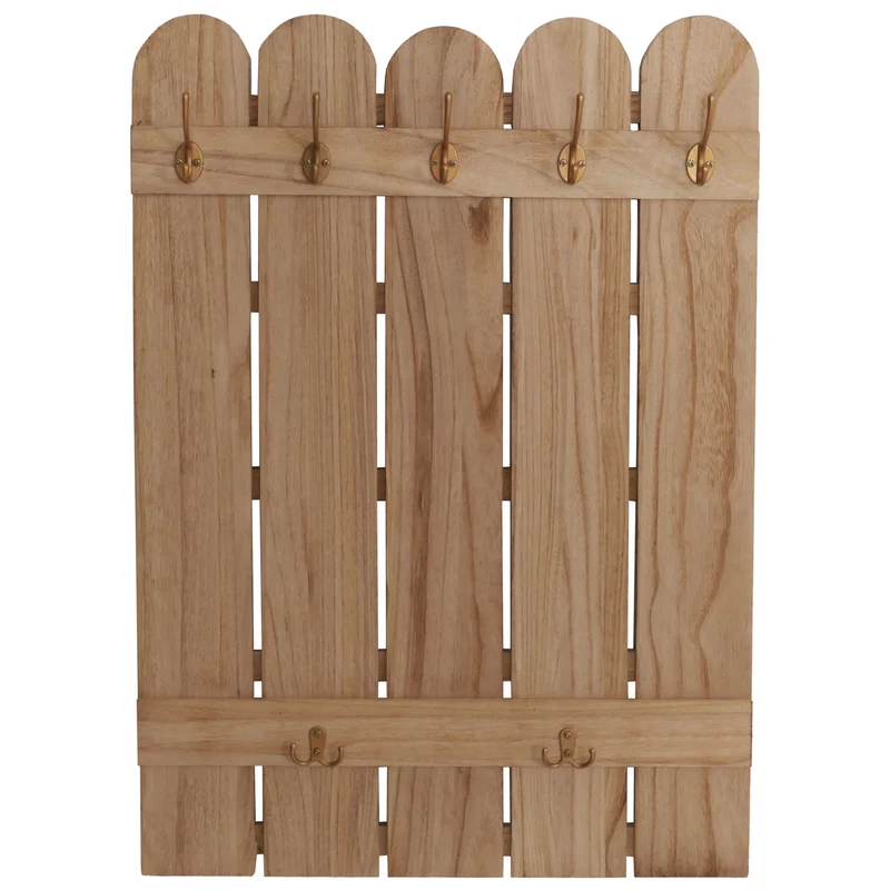 Porte-manteau mural en bois de paulownia couleur naturel 7 crochets 86 x 60 x 3 cm 04_0009730
