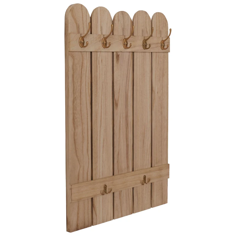 Porte-manteau mural en bois de paulownia couleur naturel 7 crochets 86 x 60 x 3 cm 04_0009730