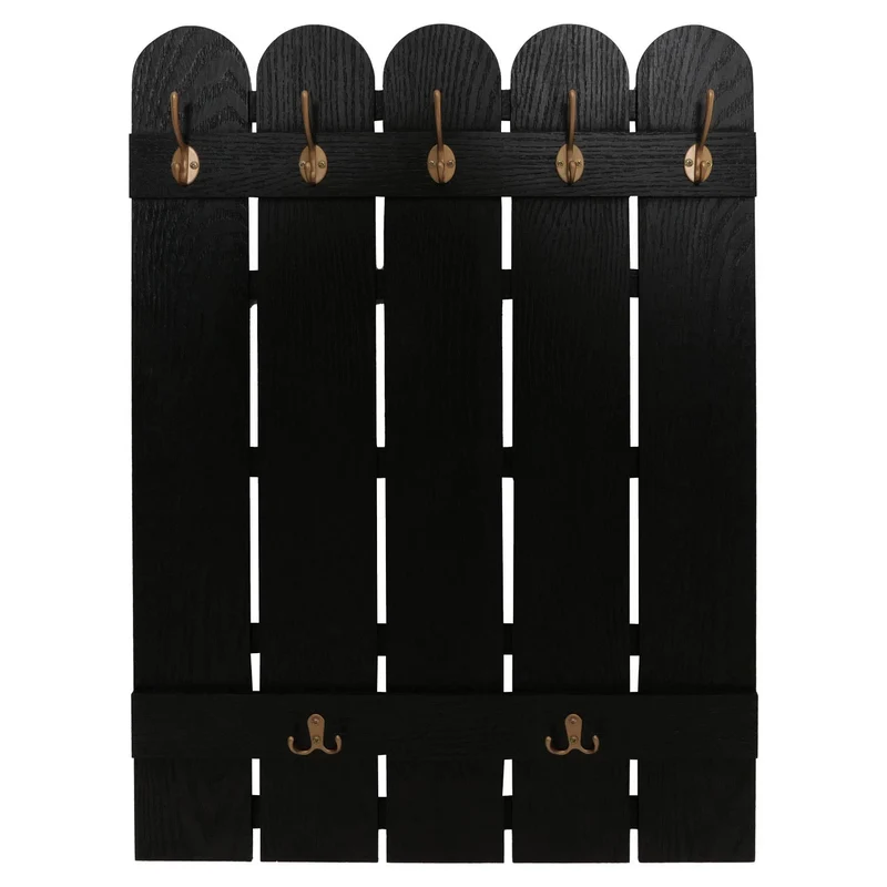 Porte-manteau mural en bois de paulownia couleur noir 7 crochets 86 x 60 x 3 cm 04_0009737