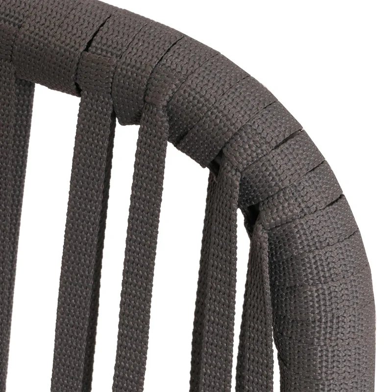 Salon de jardin table 140x80 cm + 4 fauteuils corde tressée gris et coussins crème 04_0010084